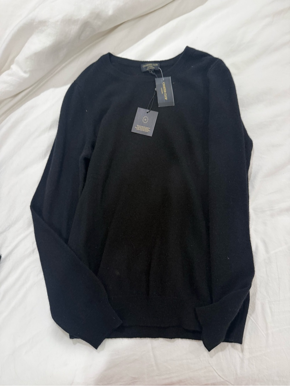 Charter Club Black Crewneck Cashmere Sweater